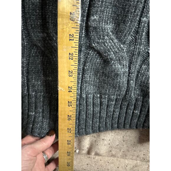 American Eagle XXL Gray Cable Knit Sweater Oversized Wide Cuff Cozy Cabin Lodge - Picture 4 of 7